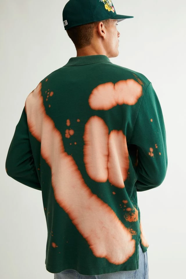 Wholesale ๐ Men's Urban Renewal Remade Bleach Splatter Long Sleeve Polo ๐ Shirt Dark ๐คฉ - Image 4