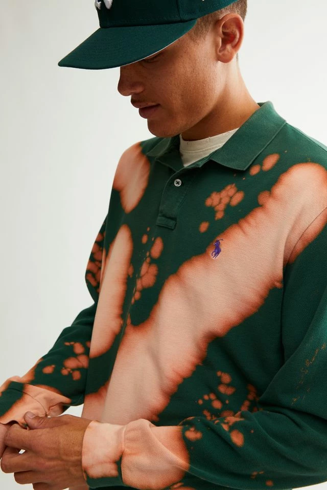 Wholesale ๐ Men's Urban Renewal Remade Bleach Splatter Long Sleeve Polo ๐ Shirt Dark ๐คฉ - Image 5