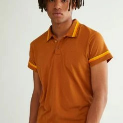 Promo ✨ Men's BDG Surf Polo 👕 Shirt Light Brown 😀