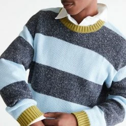 Coupon ???? Urban Outfitters Men's UO Bar Stripe Crew Neck Sweater Sky ???? -Native Youth Sales Store unnamed file 800