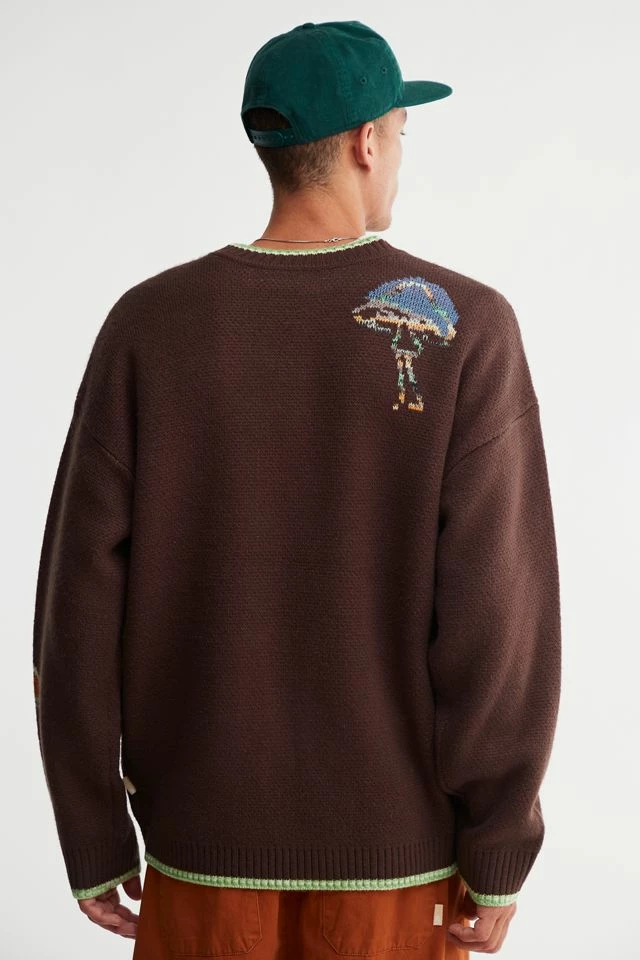 Hot Sale ๐ Urban Outfitters Men's UO Graphic Crew Neck Sweater Brown โญ - Image 3