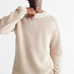 Hot Sale 🔥 Men's Standard Cloth Ergo Waffle Knit Crew Neck Sweater Cream ⌛