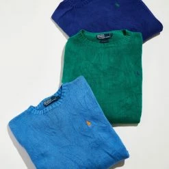 Best deal 🌟 Men's Urban Renewal Vintage Polo Ralph Lauren Crew Neck Sweater Blue 🛒