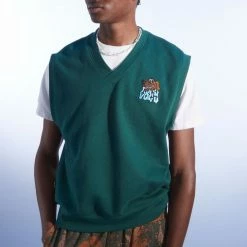 Hot Sale ⌛ Men's OBEY Slide Fleece Vest Green ⭐