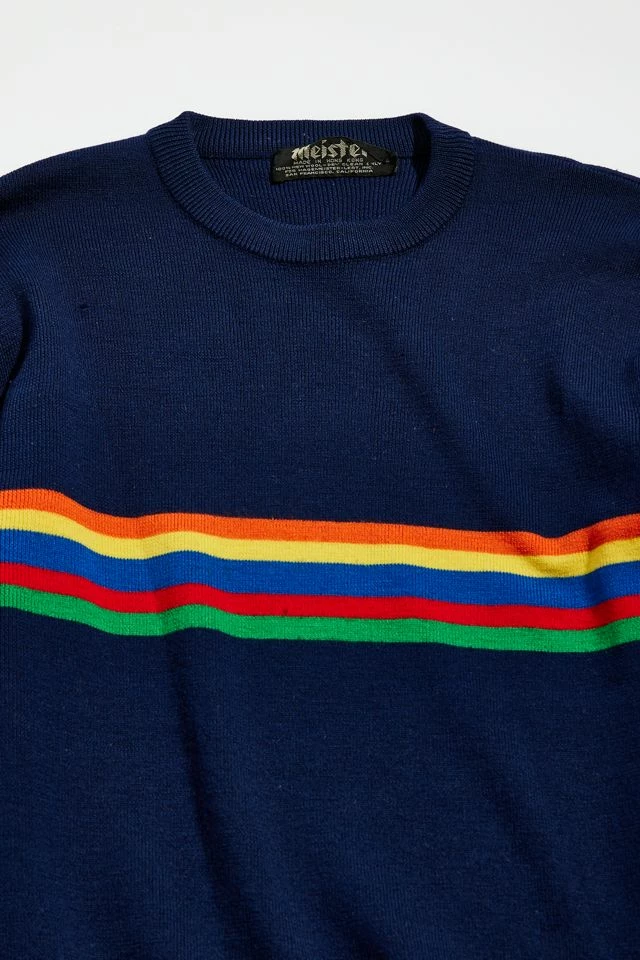 Deals ๐งจ Urban Renewal Men's Vintage Meister Rainbow Stripe Crew Neck Sweater Assorted ๐ - Image 2