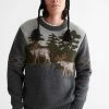 Best reviews of ✨ Men's Schott Moose Motif Crew Neck Sweater Dark Grey 😍