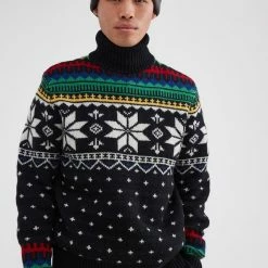 Best deal 😍 Men's Polo Ralph Lauren Nordic Turtleneck Sweater Black Multi 🔥