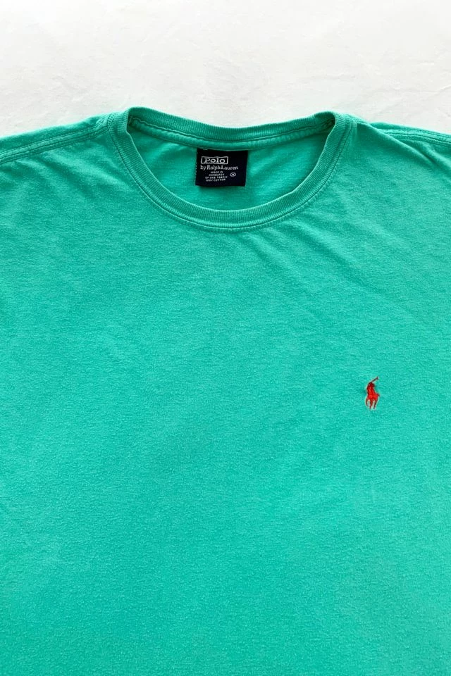 Promo ๐ Men's Vintage Polo Ralph Lauren Teal Solid Tee Green ๐ - Image 2