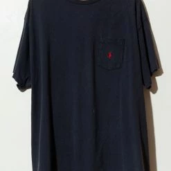 Budget 🌟 Men's Vintage 1990s Distressed Polo Ralph Lauren Black Pocket T-Shirt Black 👍